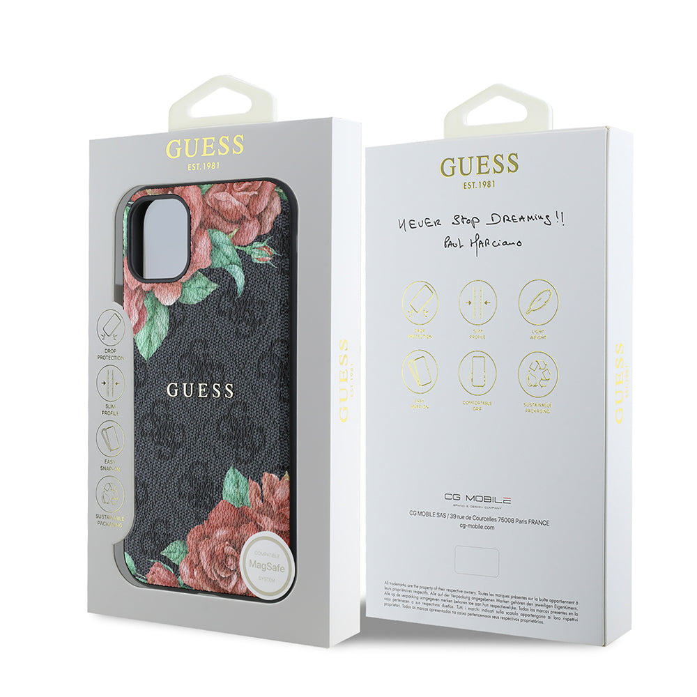 iPhone 11 Kılıf Guess Orijinal Lisanslı M-safe Uyumlu Gül Baskılı 4G Desenli Yazı Logolu Kılıf