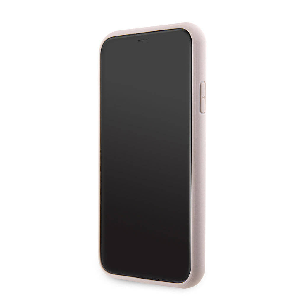 iPhone 11 Kılıf Guess Orijinal Lisanslı PU Deri Taşlı Üçgen Logo 4G Desenli Kılıf
