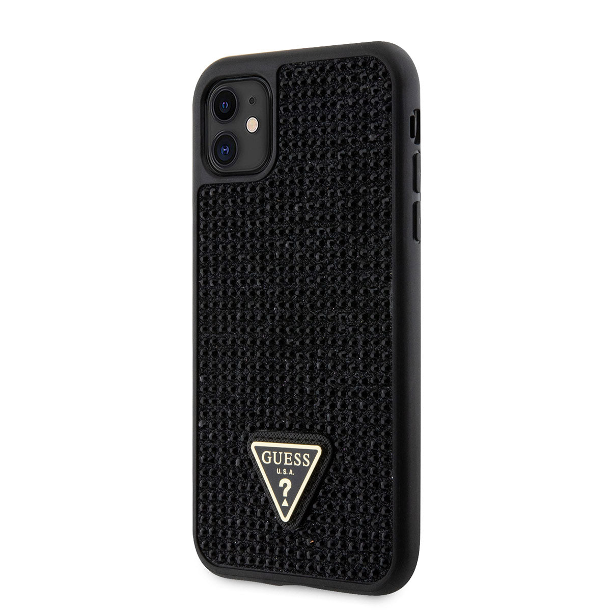 iPhone 11 Kılıf Guess Orijinal Lisanslı Taşlı Arka Yüzey Üçgen Logolu Kılıf