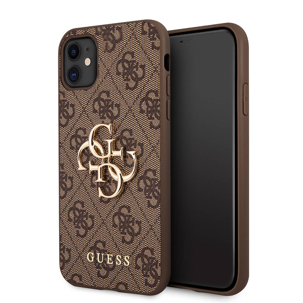 iPhone 11 Kılıf Guess PU Deri Büyük Metal Logo Dizaynlı Kılıf