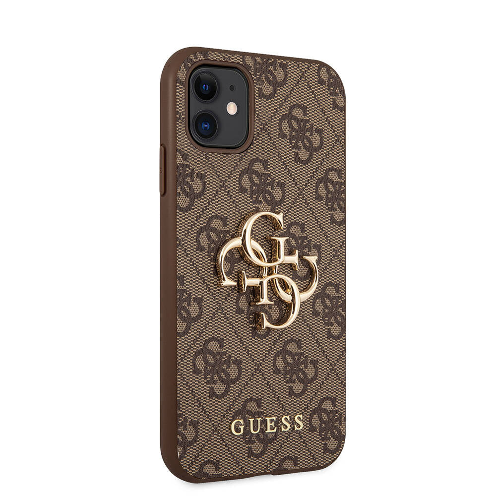 iPhone 11 Kılıf Guess PU Deri Büyük Metal Logo Dizaynlı Kılıf