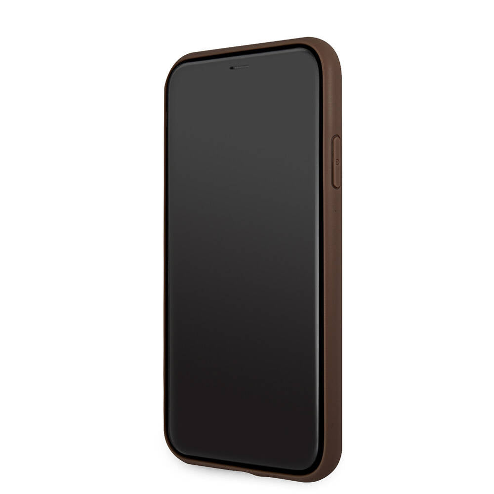 iPhone 11 Kılıf Guess PU Deri Büyük Metal Logo Dizaynlı Kılıf