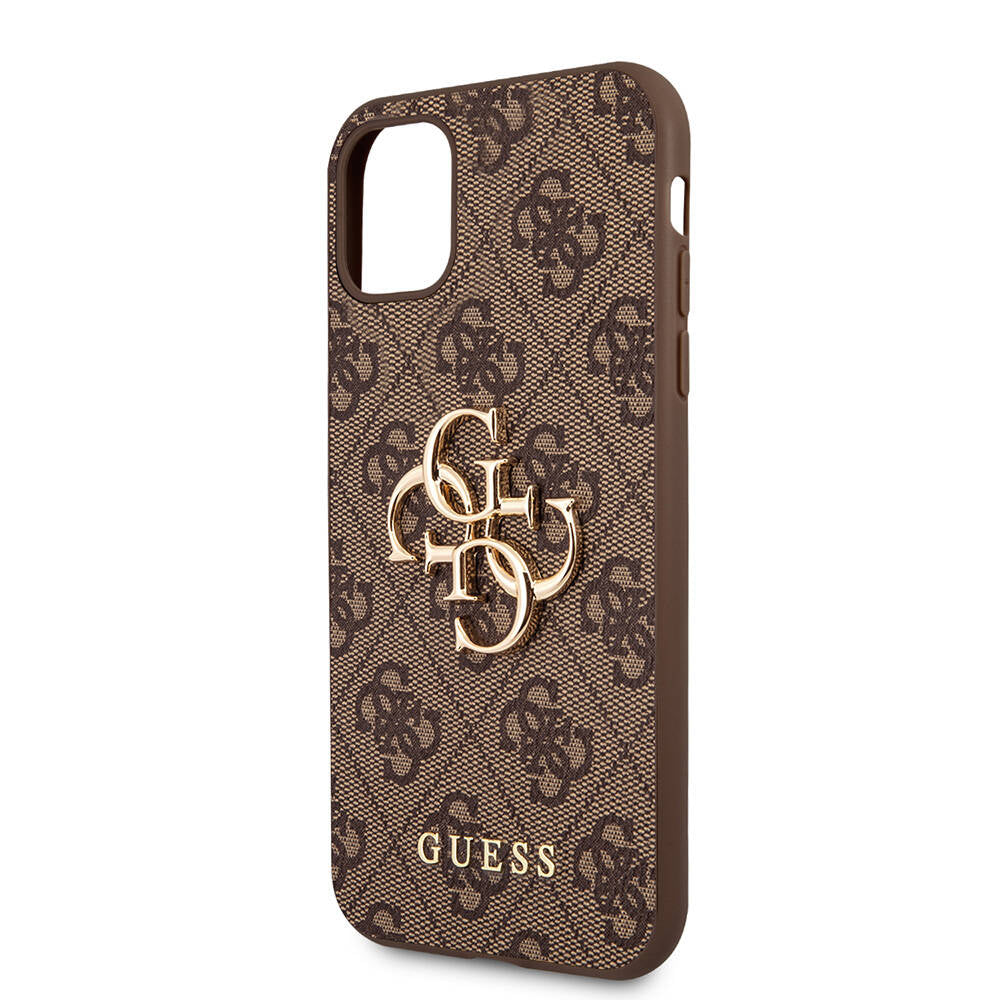 iPhone 11 Kılıf Guess PU Deri Büyük Metal Logo Dizaynlı Kılıf