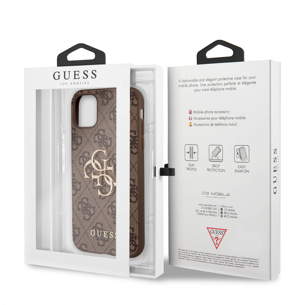 iPhone 11 Kılıf Guess PU Deri Büyük Metal Logo Dizaynlı Kılıf