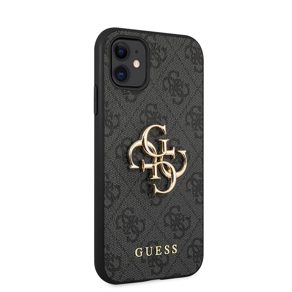 iPhone 11 Kılıf Guess PU Deri Büyük Metal Logo Dizaynlı Kılıf