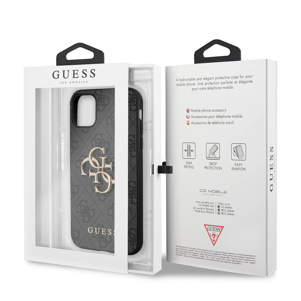 iPhone 11 Kılıf Guess PU Deri Büyük Metal Logo Dizaynlı Kılıf