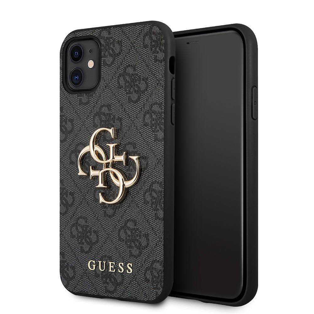 iPhone 11 Kılıf Guess PU Deri Büyük Metal Logo Dizaynlı Kılıf