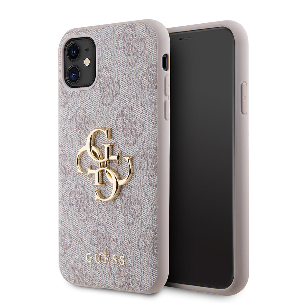 iPhone 11 Kılıf Guess PU Deri Büyük Metal Logo Dizaynlı Kılıf
