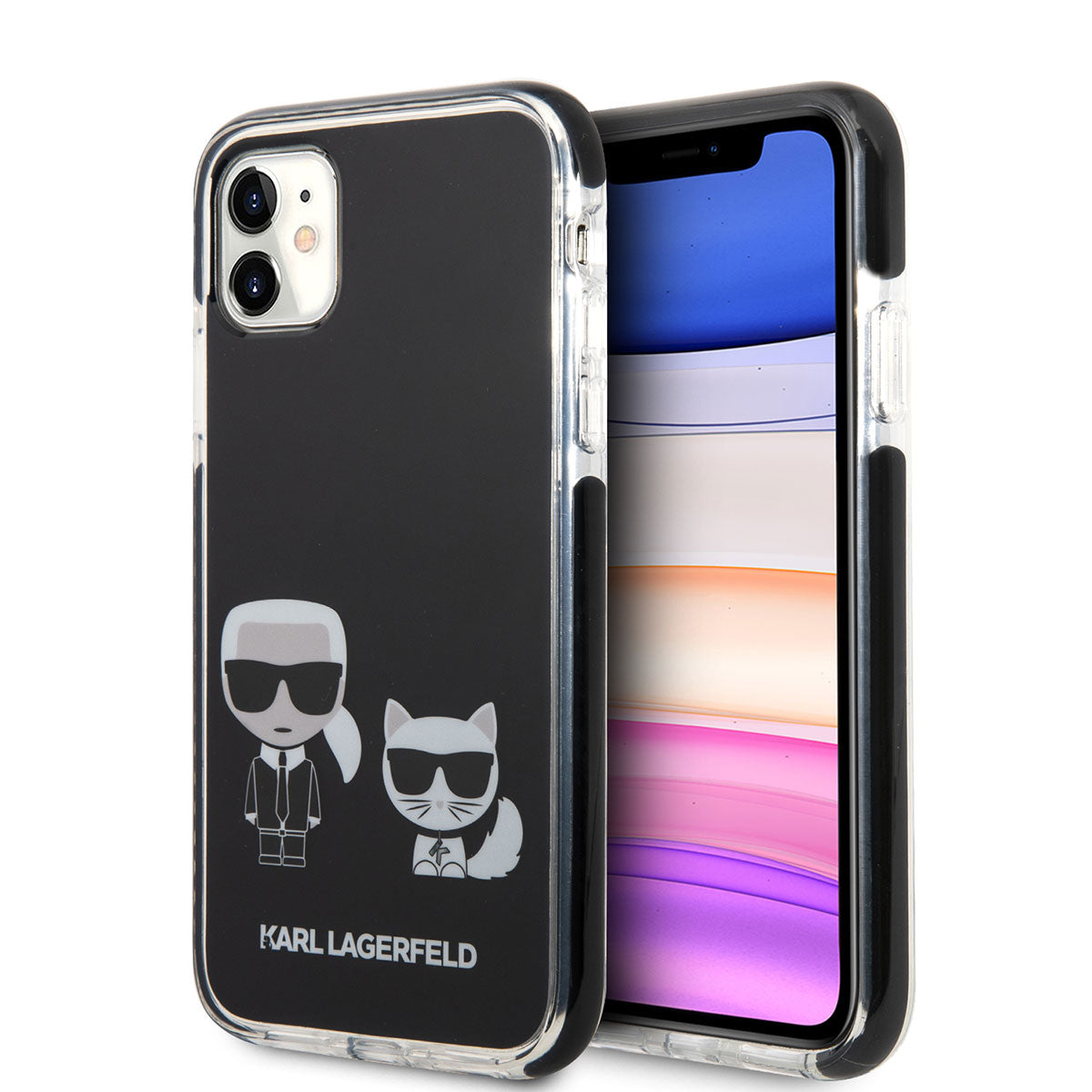 iPhone 11 Kılıf Karl Lagerfeld Kenarları Siyah Silikon K&C Dizayn Kılıf