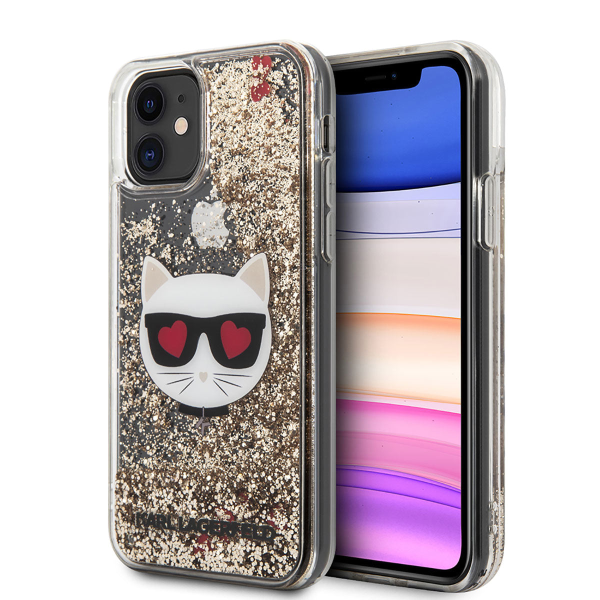 iPhone 11 Kılıf Karl Lagerfeld Sıvılı Simli Choupette Dizayn Kılıf