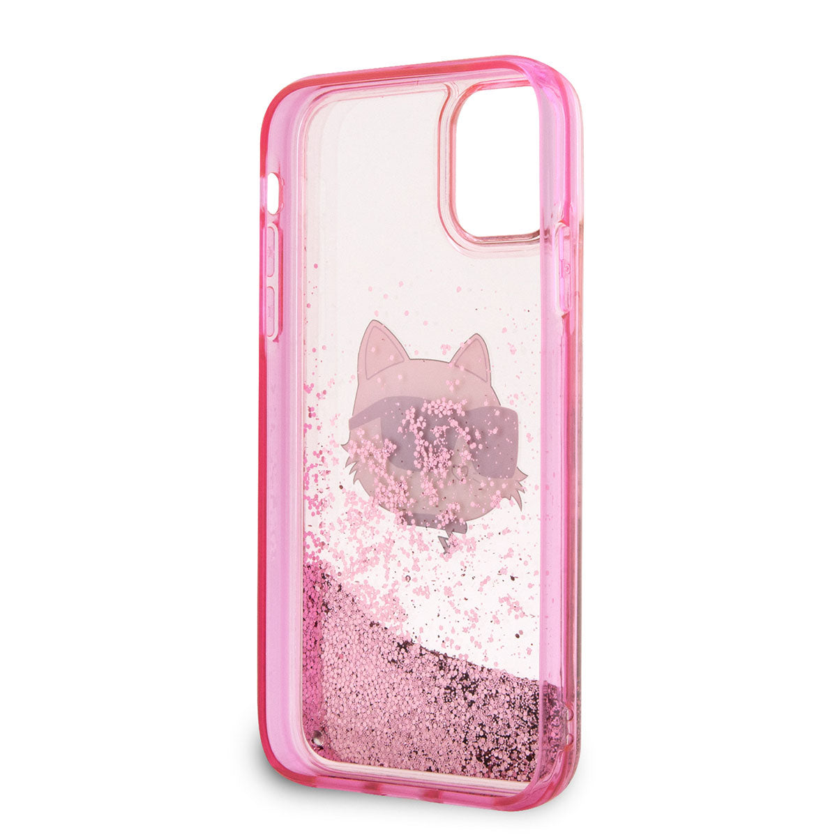 iPhone 11 Kılıf Karl Lagerfeld Sıvılı Simli Choupette Head Dizayn Kılıf