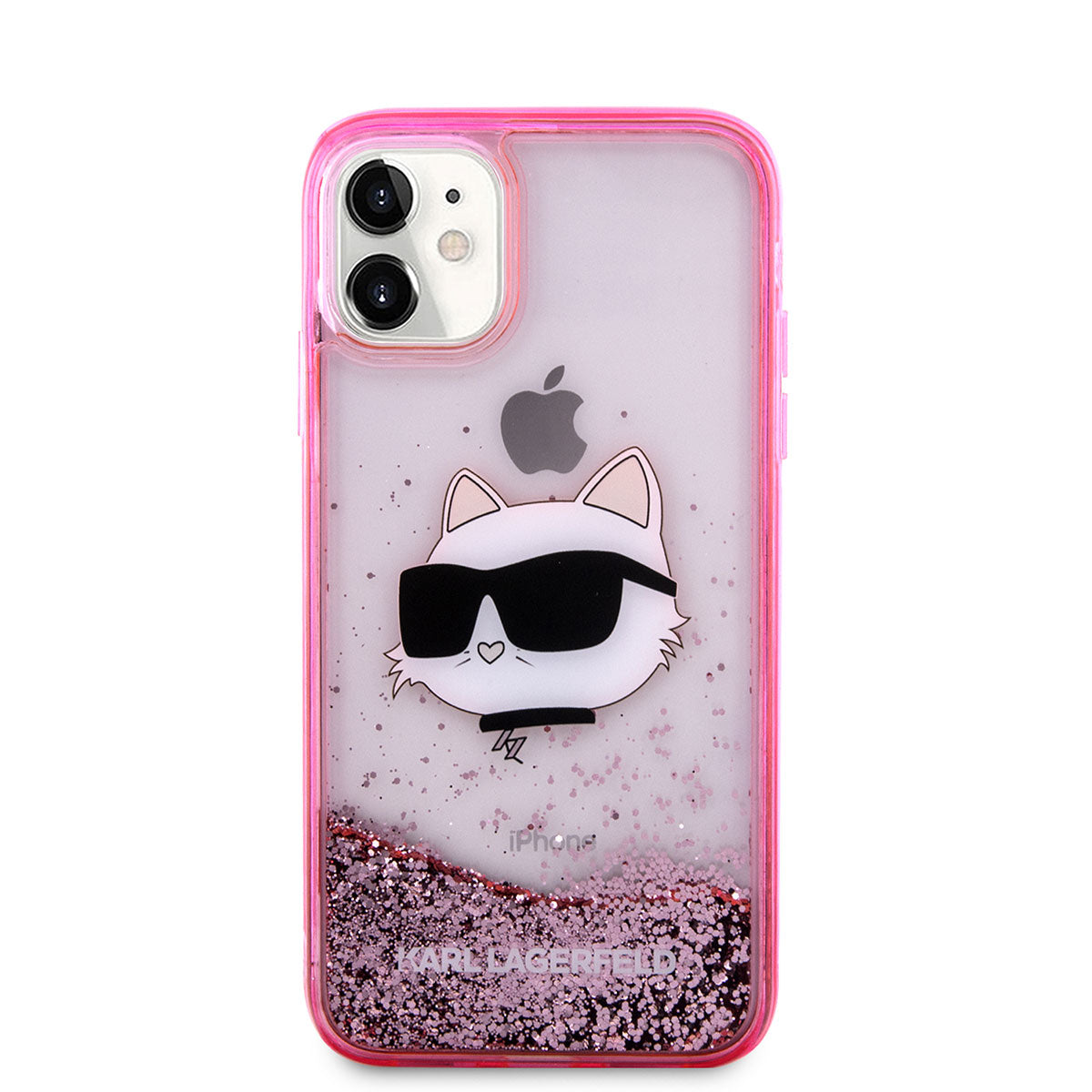 iPhone 11 Kılıf Karl Lagerfeld Sıvılı Simli Choupette Head Dizayn Kılıf