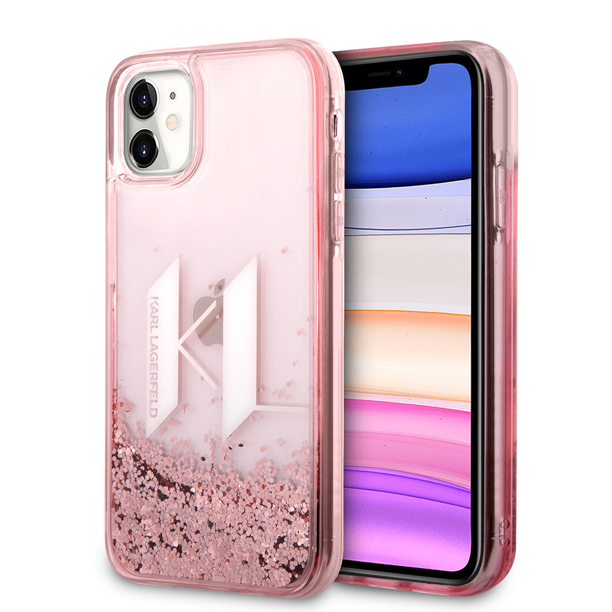 iPhone 11 Kılıf Karl Lagerfeld Sıvılı Simli Dizayn Kılıf