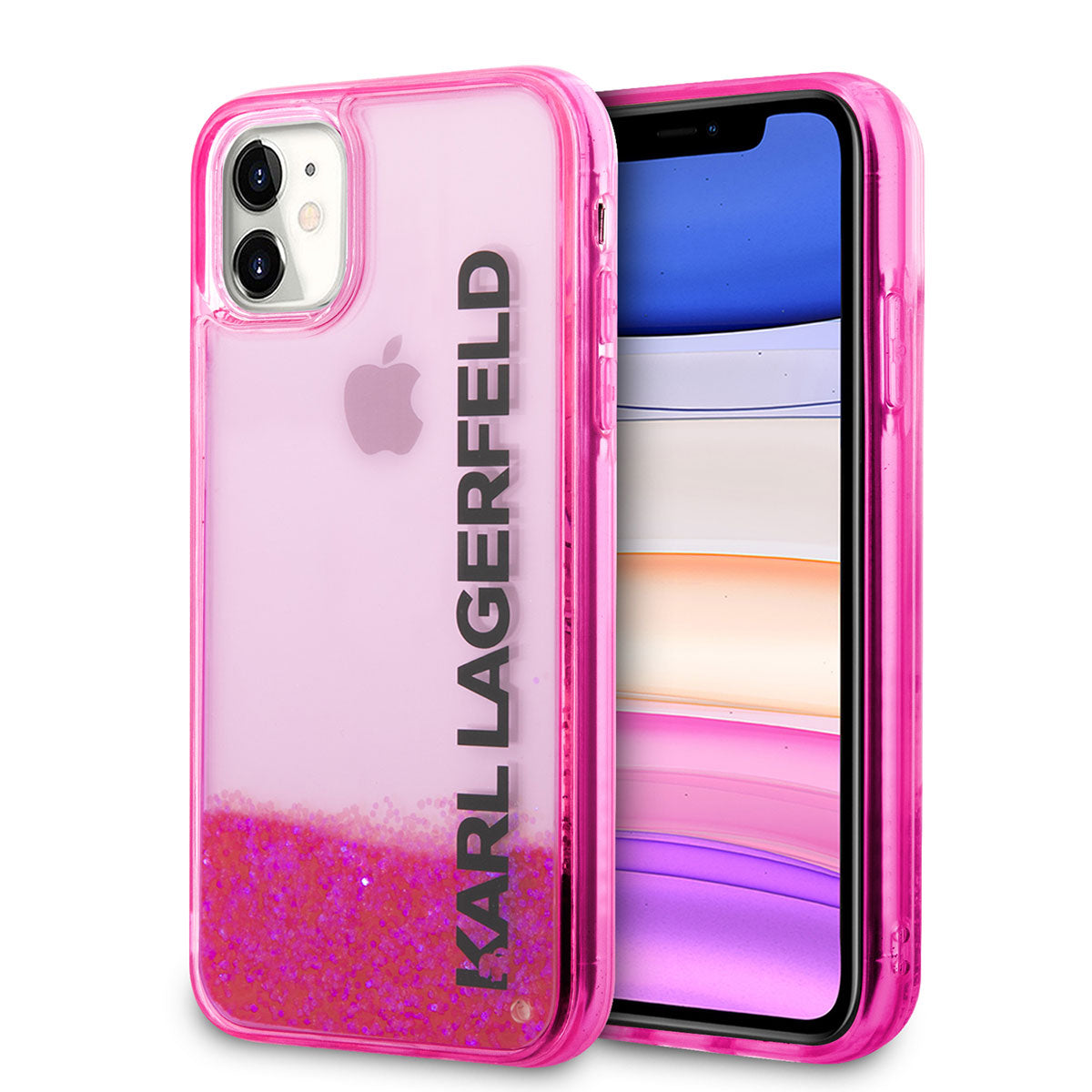iPhone 11 Kılıf Karl Lagerfeld Sıvılı Simli Elong Dizayn Kılıf