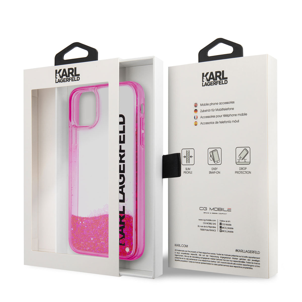 iPhone 11 Kılıf Karl Lagerfeld Sıvılı Simli Elong Dizayn Kılıf