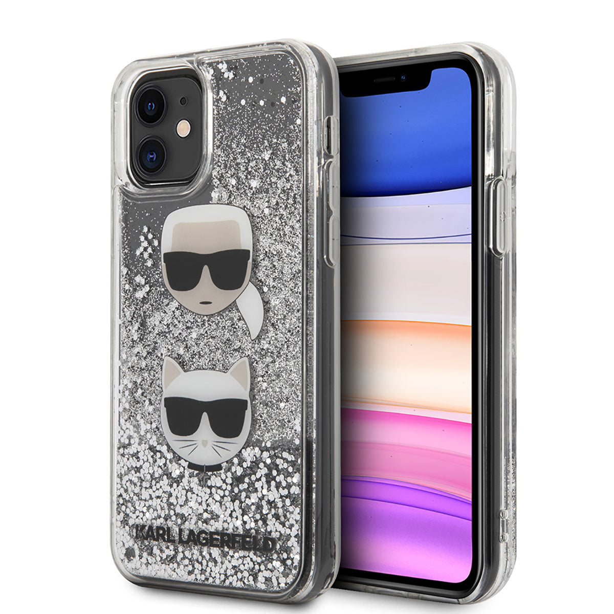 iPhone 11 Kılıf Karl Lagerfeld Sıvılı Simli K&C Dizayn Kılıf