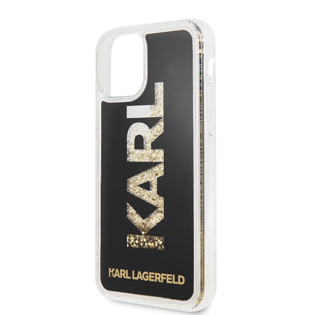 iPhone 11 Kılıf Karl Lagerfeld Sıvılı Simli Logo Dizayn Kılıf