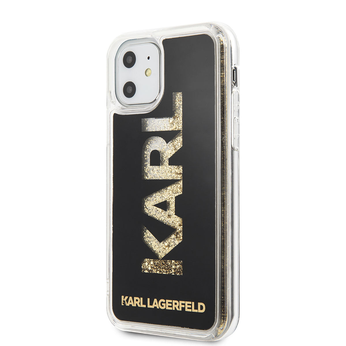 iPhone 11 Kılıf Karl Lagerfeld Sıvılı Simli Logo Dizayn Kılıf
