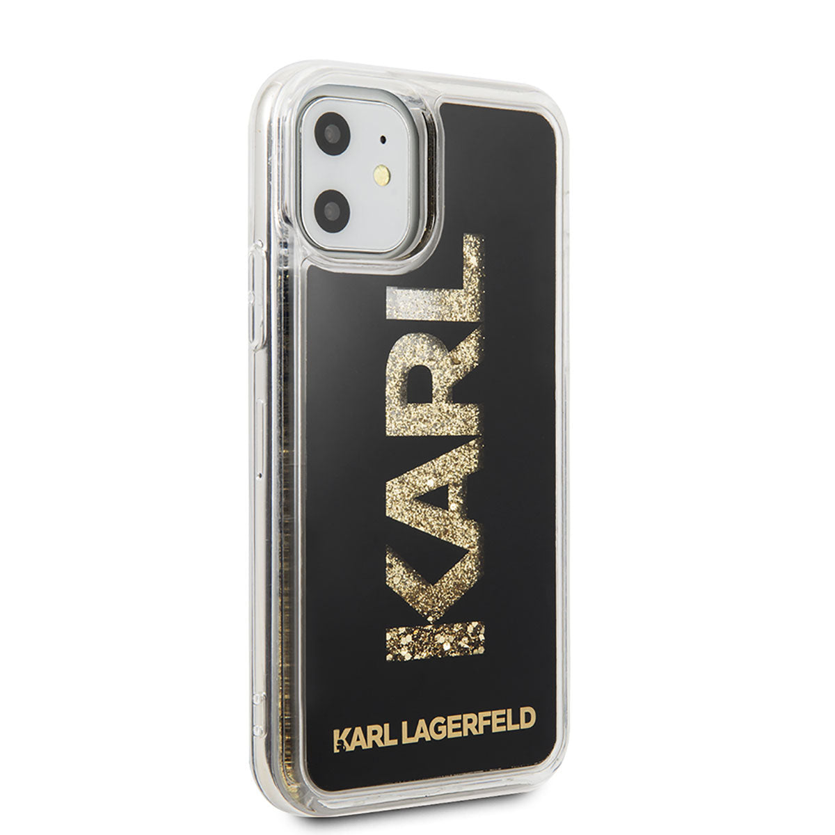 iPhone 11 Kılıf Karl Lagerfeld Sıvılı Simli Logo Dizayn Kılıf