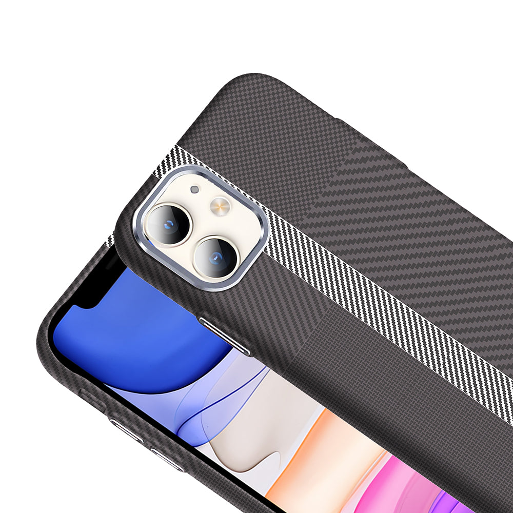 iPhone 11 Kılıf M-safe Şarj Özellikli Karbon Fiber Görünümlü Zore Gros Kılıf