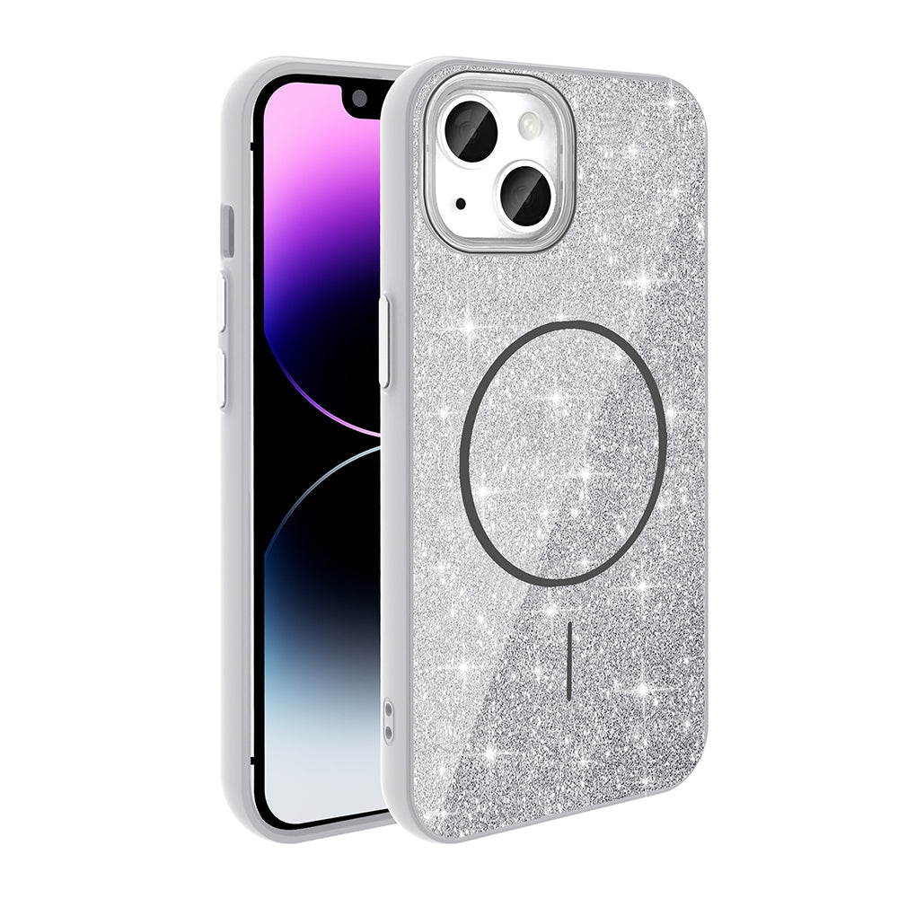 iPhone 11 Kılıf M-safe Şarj Özellikli Parlayan Simli Zore Okso Kılıf