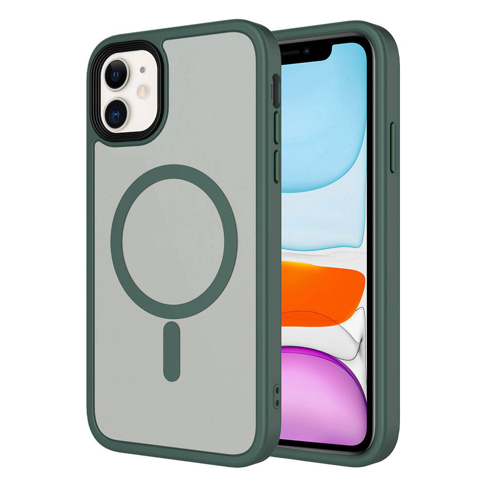 iPhone 11 Kılıf Mat Arka Yüzey Wireless Şarj Özellikli Zore Flet M-safe Kılıf