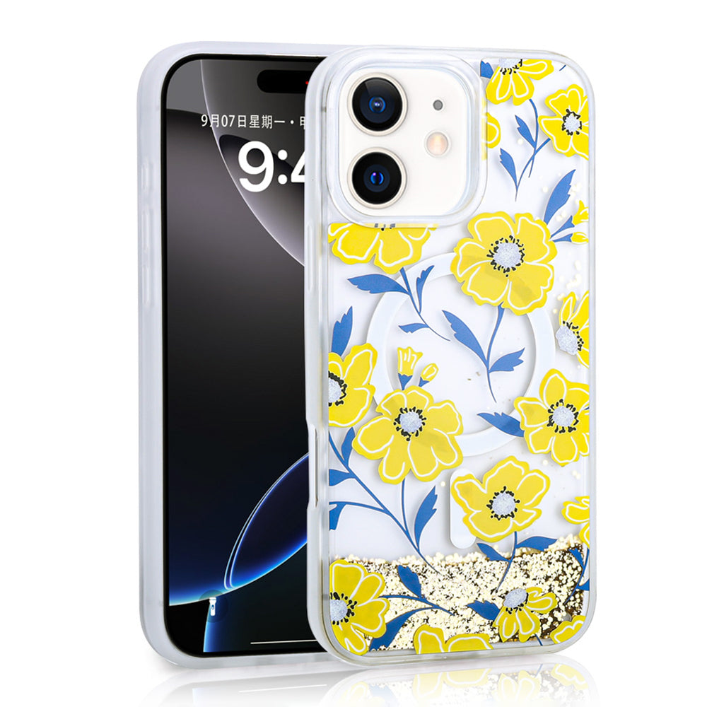 iPhone 11 Kılıf Sıvılı Simli Baskılı Şeffaf Arka Yüzey Zore Mossa Silikon Kılıf