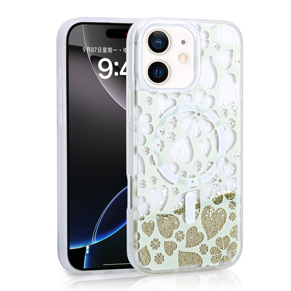 iPhone 11 Kılıf Sıvılı Simli Baskılı Şeffaf Arka Yüzey Zore Mossa Silikon Kılıf