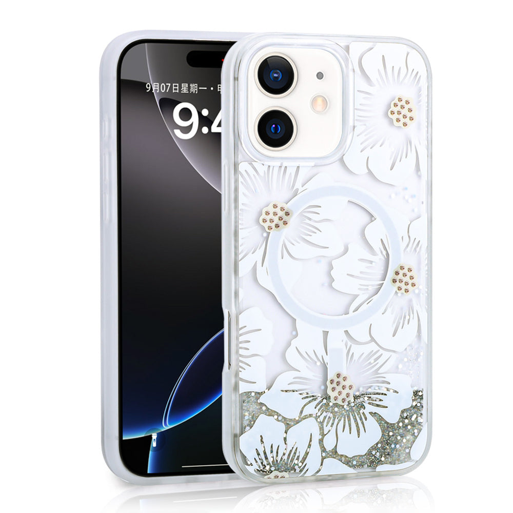 iPhone 11 Kılıf Sıvılı Simli Baskılı Şeffaf Arka Yüzey Zore Mossa Silikon Kılıf