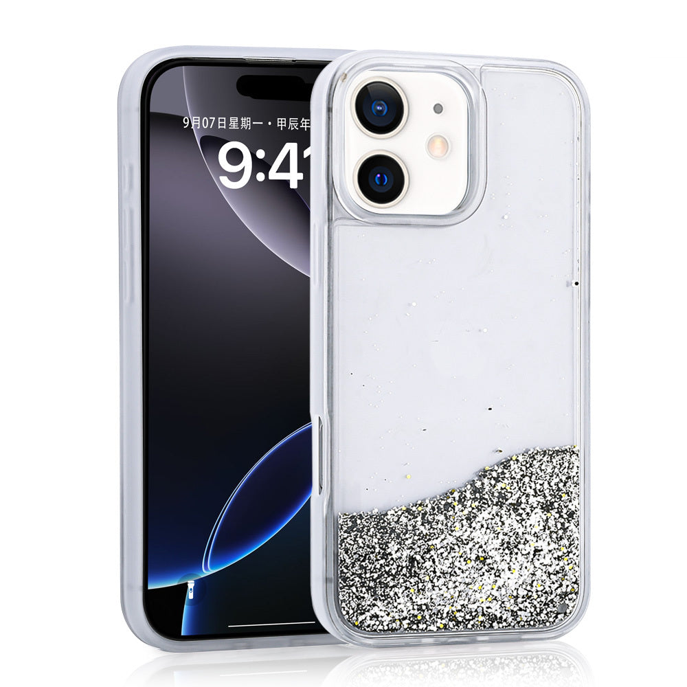 iPhone 11 Kılıf Sıvılı Simli Şeffaf Arka Yüzey Zore Keto Silikon Kılıf