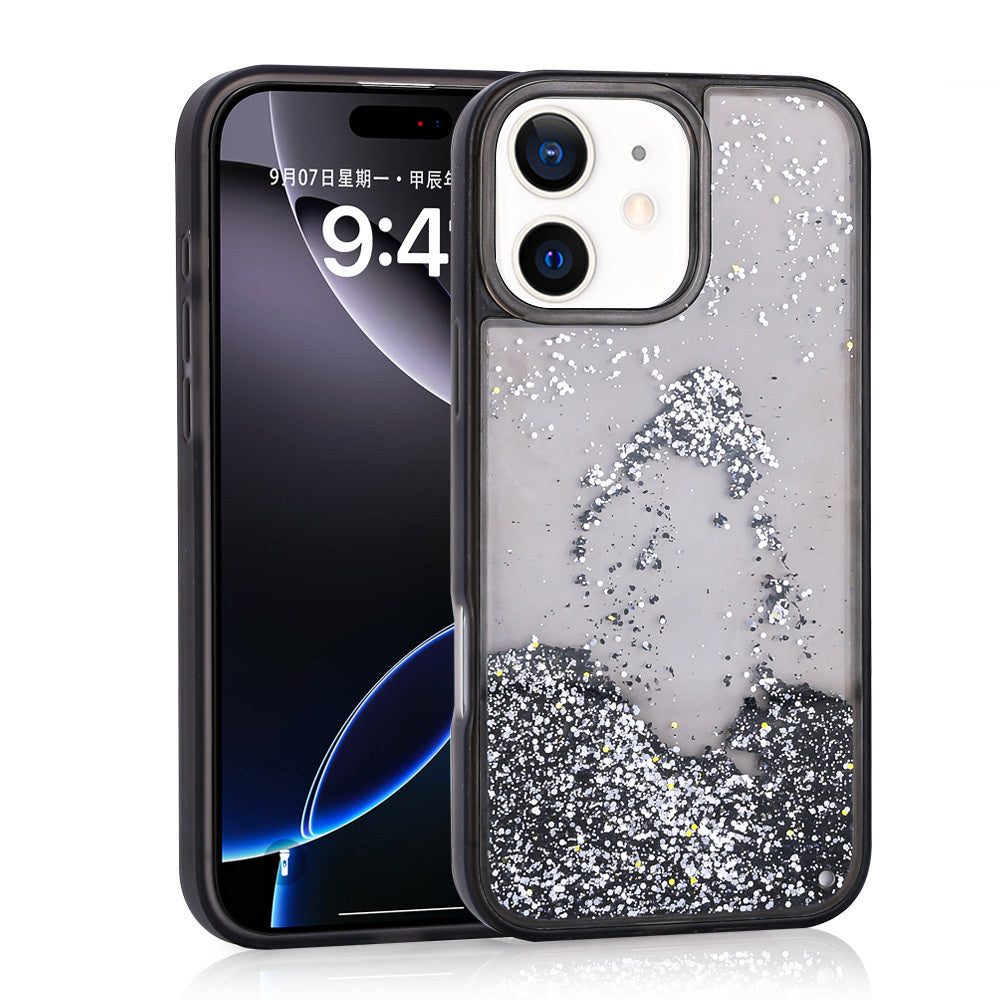 iPhone 11 Kılıf Sıvılı Simli Şeffaf Arka Yüzey Zore Keto Silikon Kılıf