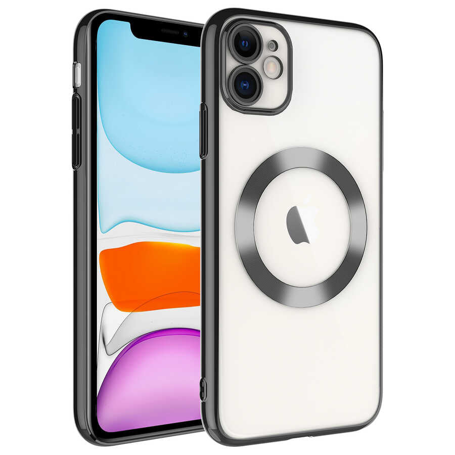 iPhone 11 Kılıf Wireless Şarj Özellikli Sert PC Zore Riksos M-safe Kılıf