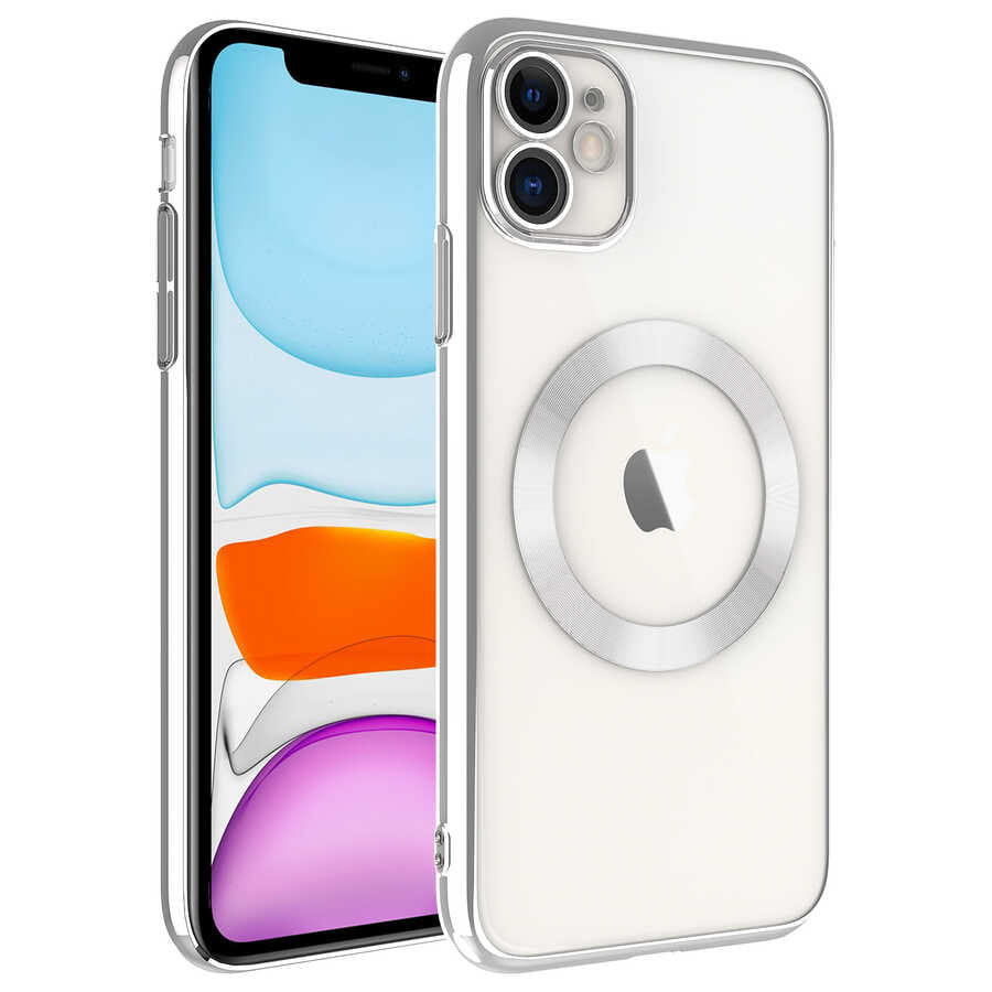 iPhone 11 Kılıf Wireless Şarj Özellikli Sert PC Zore Riksos M-safe Kılıf