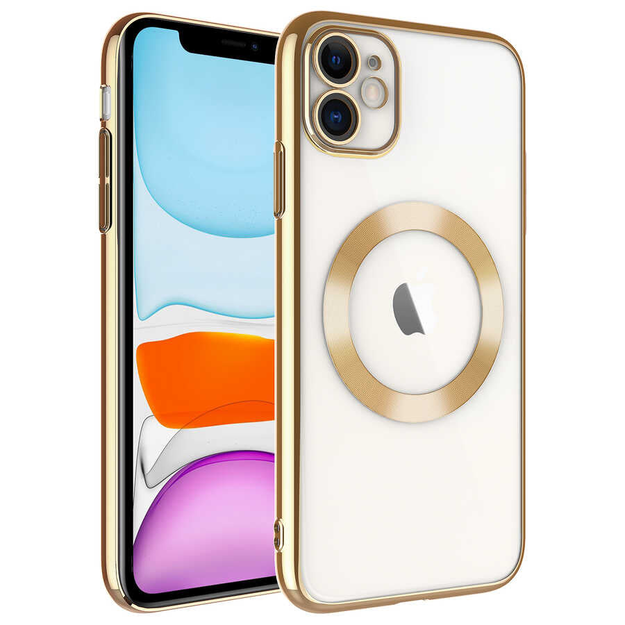iPhone 11 Kılıf Wireless Şarj Özellikli Sert PC Zore Riksos M-safe Kılıf