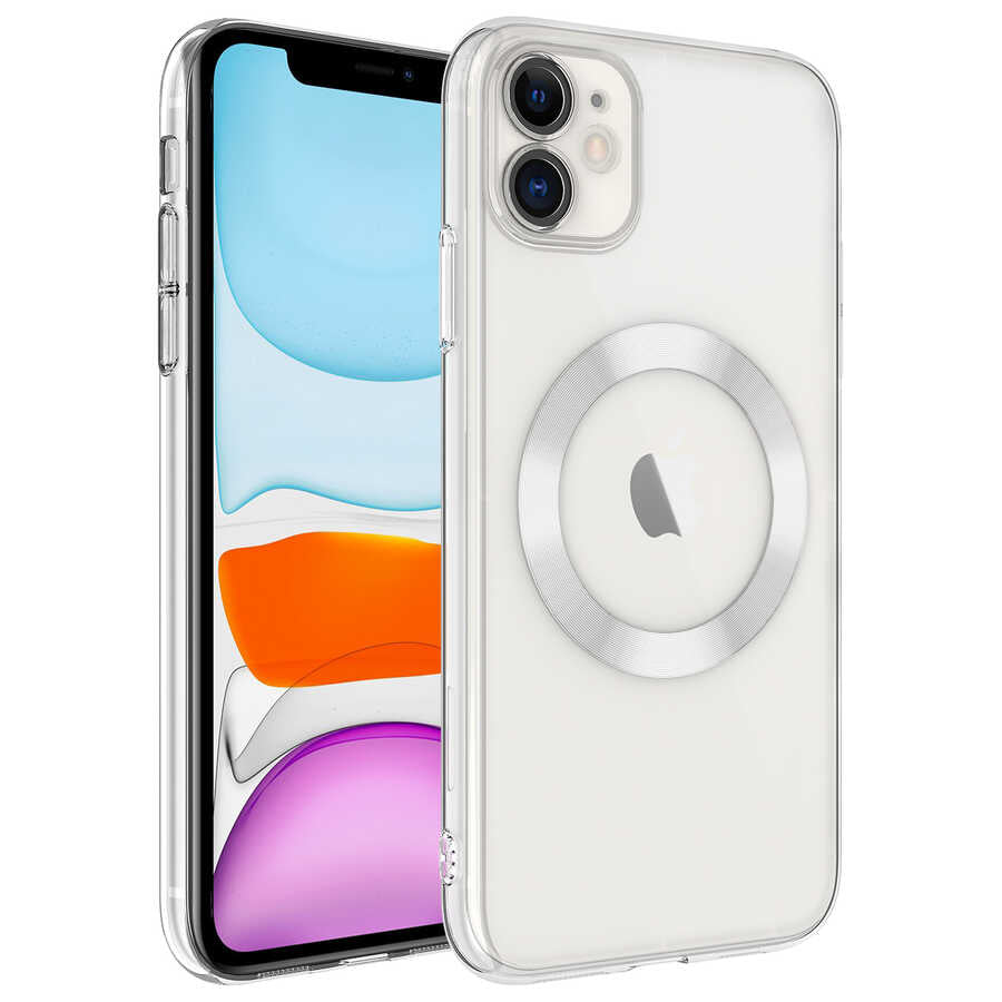 iPhone 11 Kılıf Wireless Şarj Özellikli Sert PC Zore Riksos M-safe Kılıf