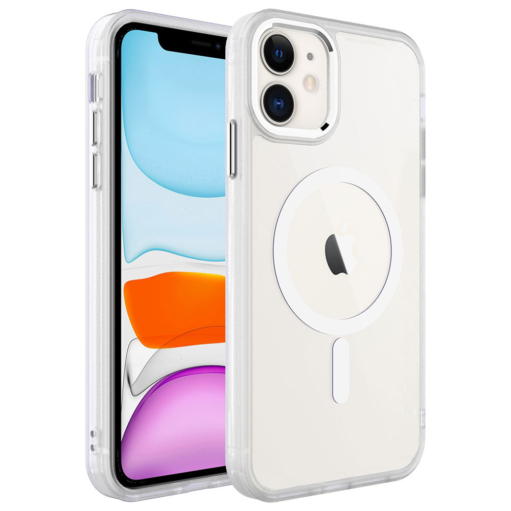 iPhone 11 Kılıf Wireless Şarj Özellikli Zore Krom M-safe Silikon Kılıf