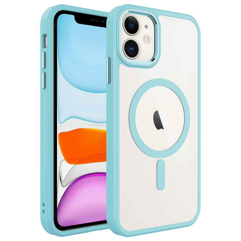 iPhone 11 Kılıf Wireless Şarj Özellikli Zore Krom M-safe Silikon Kılıf