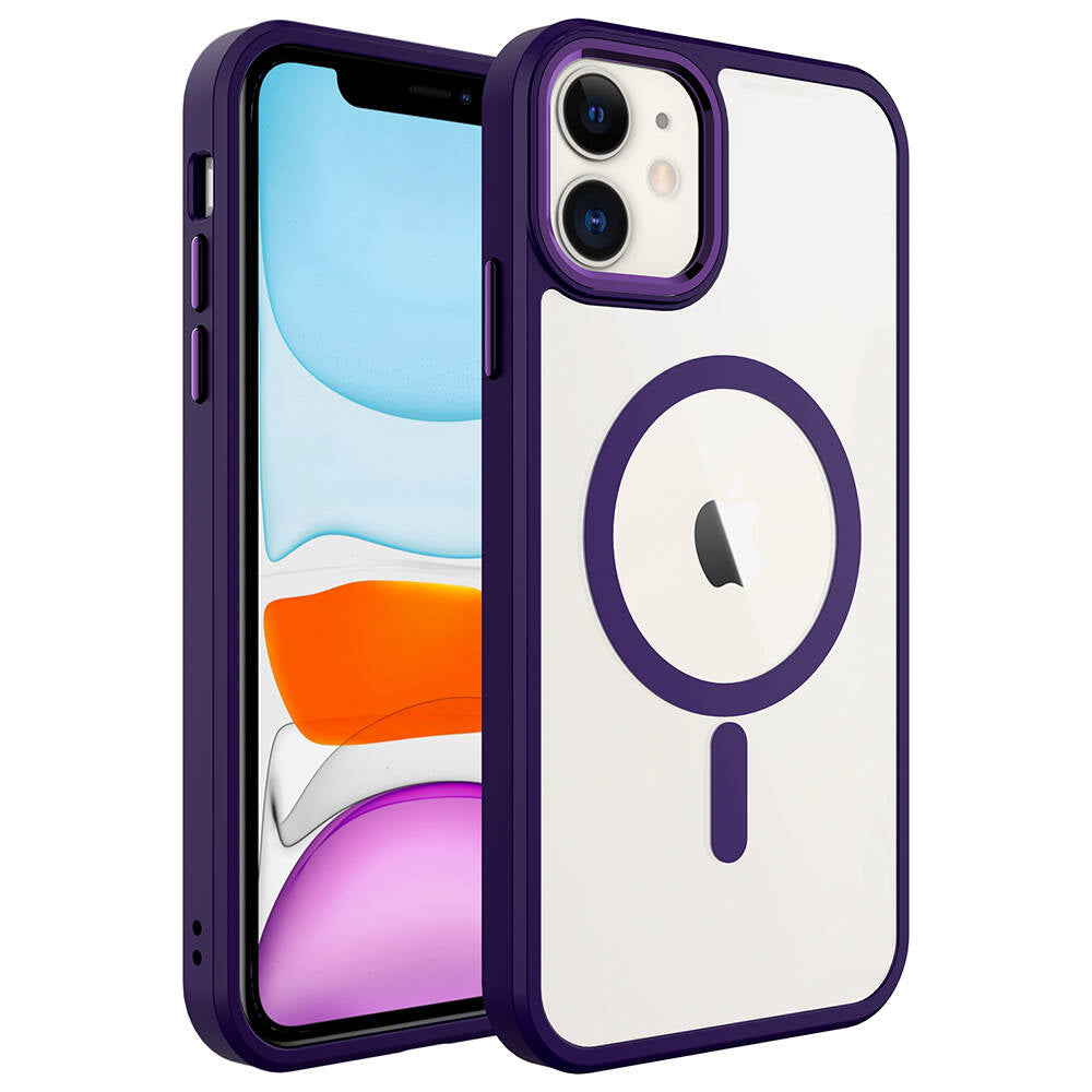 iPhone 11 Kılıf Wireless Şarj Özellikli Zore Krom M-safe Silikon Kılıf