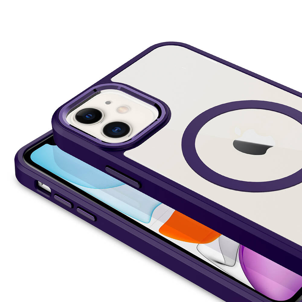 iPhone 11 Kılıf Wireless Şarj Özellikli Zore Krom M-safe Silikon Kılıf