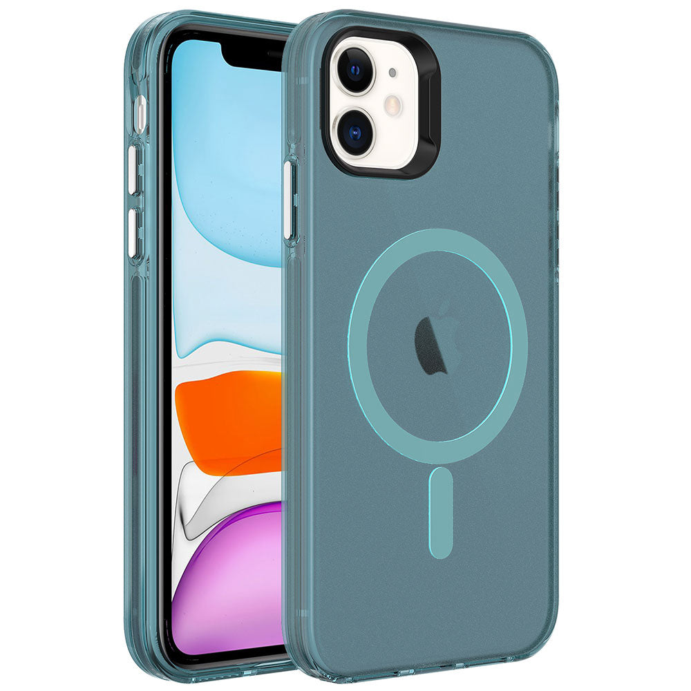 iPhone 11 Kılıf Zore M-safe Şarj Özellikli Buzlu Transparan C-Pro Sert Kılıf