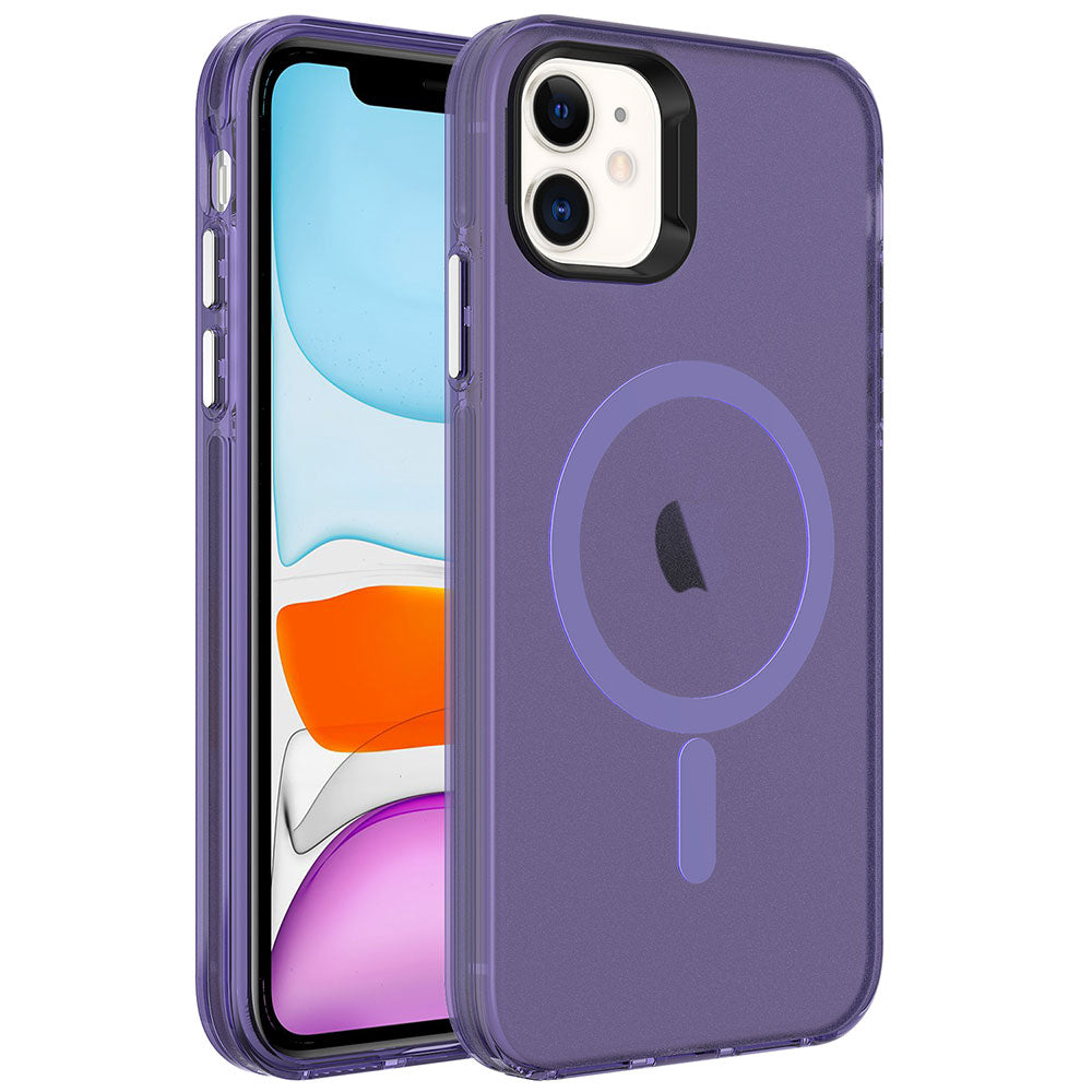 iPhone 11 Kılıf Zore M-safe Şarj Özellikli Buzlu Transparan C-Pro Sert Kılıf