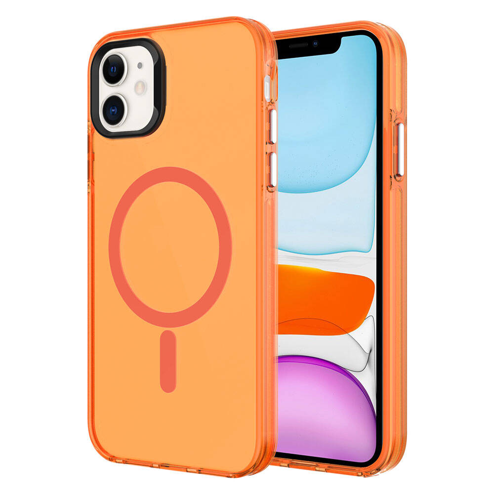 iPhone 11 Kılıf Zore M-safe Şarj Özellikli Buzlu Transparan C-Pro Sert Kılıf