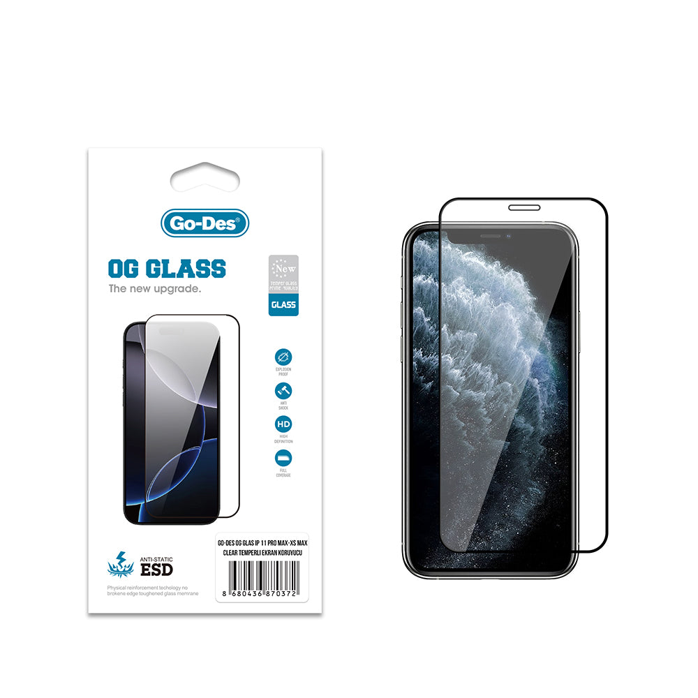 iPhone 11 Pro Max Go Des OG Glass Antistatik Temperli Cam Ekran Koruyucu