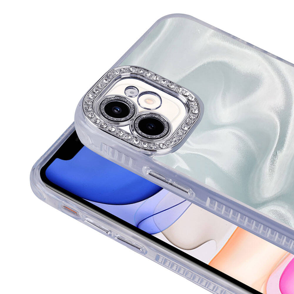 iPhone 12 Kılıf Airbagli Parlak Taş Detay Tasarımlı Zore Esila Kılıf