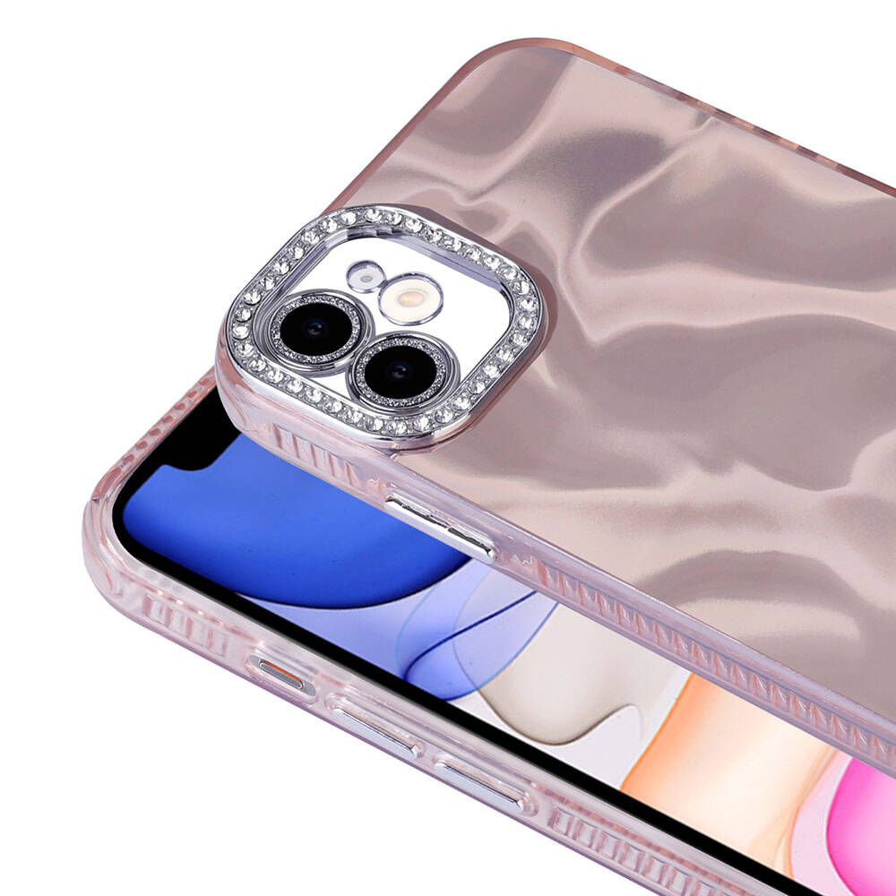 iPhone 12 Kılıf Airbagli Parlak Taş Detay Tasarımlı Zore Esila Kılıf
