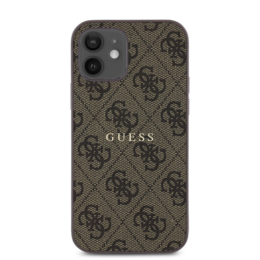 iPhone 12 Kılıf Guess Orijinal Lisanslı M-safe Şarj Özellikli 4G Desen Yazı Logolu Kılıf