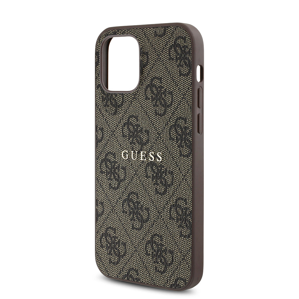 iPhone 12 Kılıf Guess Orijinal Lisanslı M-safe Şarj Özellikli 4G Desen Yazı Logolu Kılıf