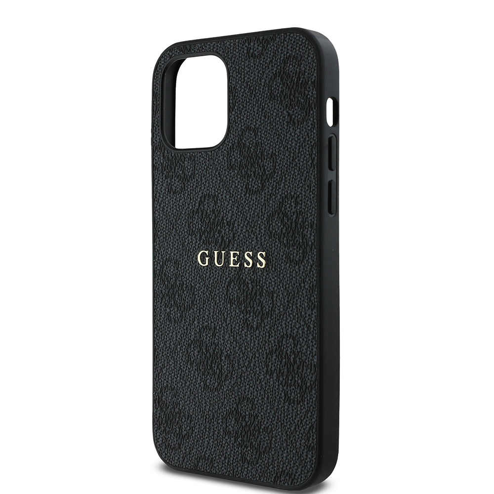 iPhone 12 Kılıf Guess Orijinal Lisanslı M-safe Şarj Özellikli 4G Desen Yazı Logolu Kılıf