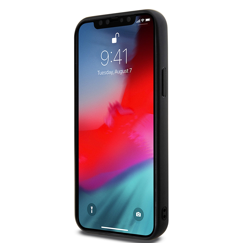 iPhone 12 Kılıf Guess Orijinal Lisanslı M-safe Şarj Özellikli Yazı Logolu Saffiano Classic Kılıf