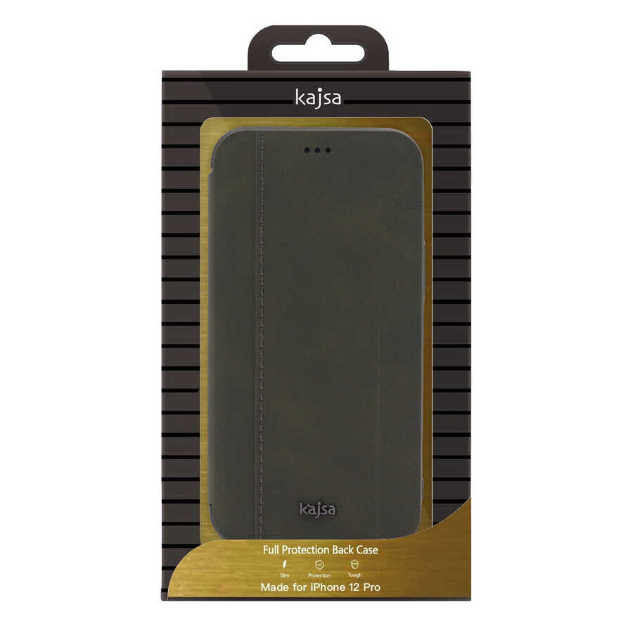 iPhone 12 Kılıf Kajsa Dale Serisi Parallel PU Folio Kılıf